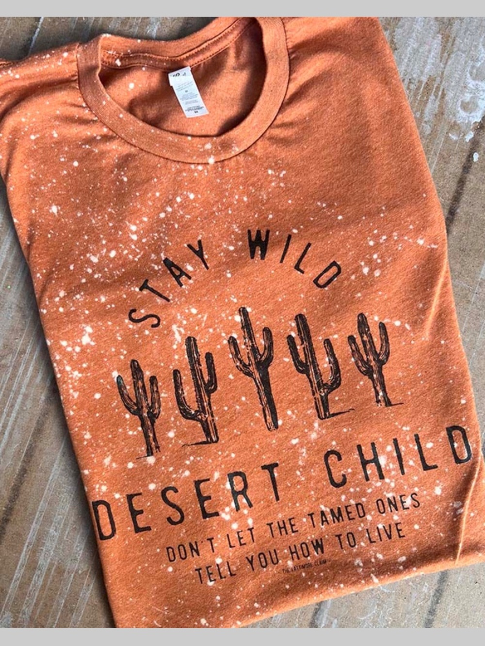 STAY WILD DESERT CHILD WITH CACTUS SHORT SLEEVE GRAPHIC TEE BLEACHED HARVEST, M